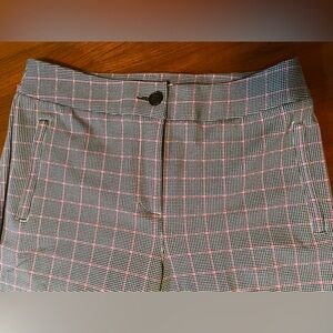 Betabrand Medium Petite Ankle Skinny Zip Pants Yoga Plaid Pink Black White